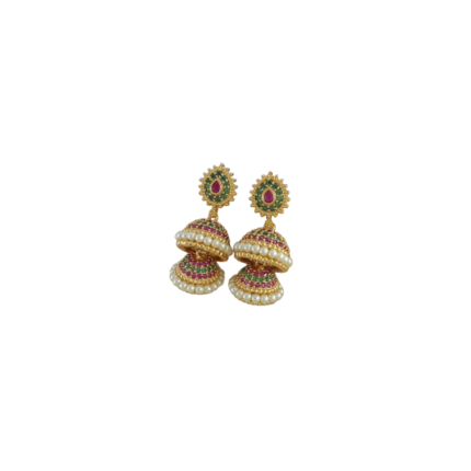 Beautiful Pearl Microplated Double Jhumka Earrings.