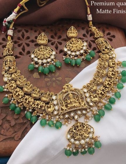 Beautiful Matte Finish Antique Mahalakshmi Premium Quality Necklace set